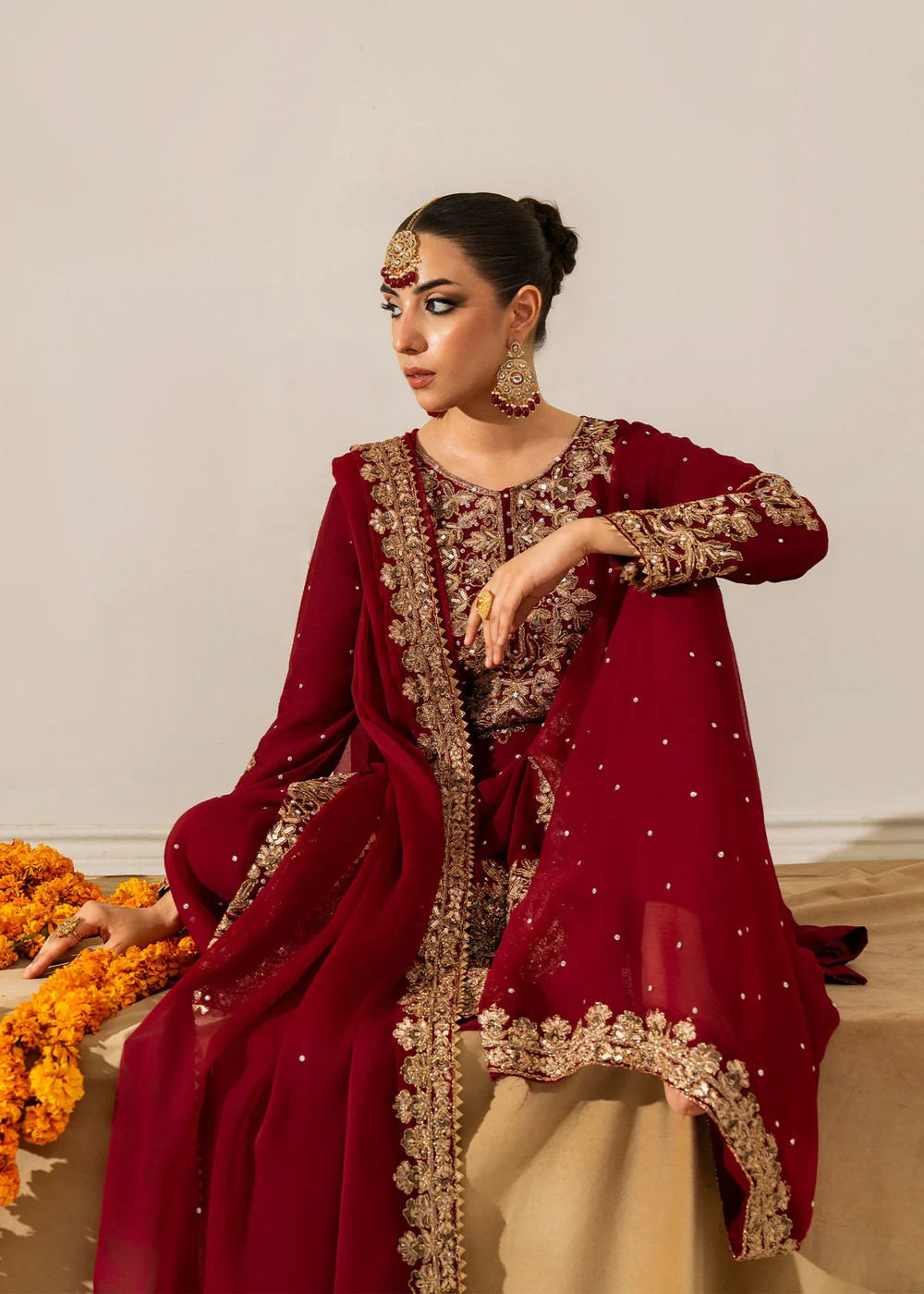 Maroon Sharara Party Wear Dress for Women Ireland - Image 3