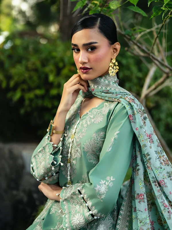 Pastel Green Embroidered Lawn Suit for Women Ireland