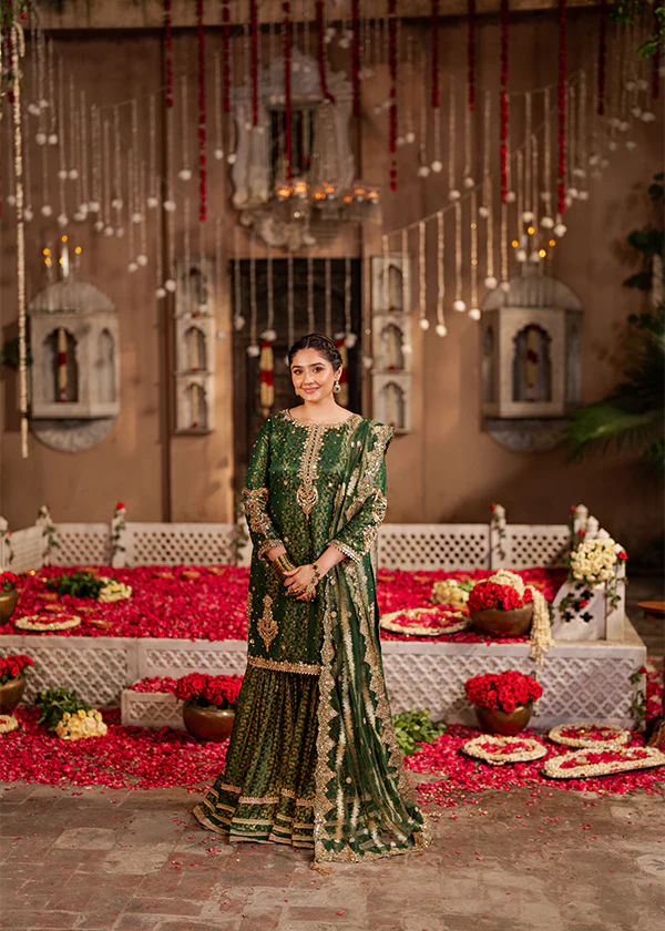 Emerald Green Gharara Dress Ireland Wedding Outfit Set