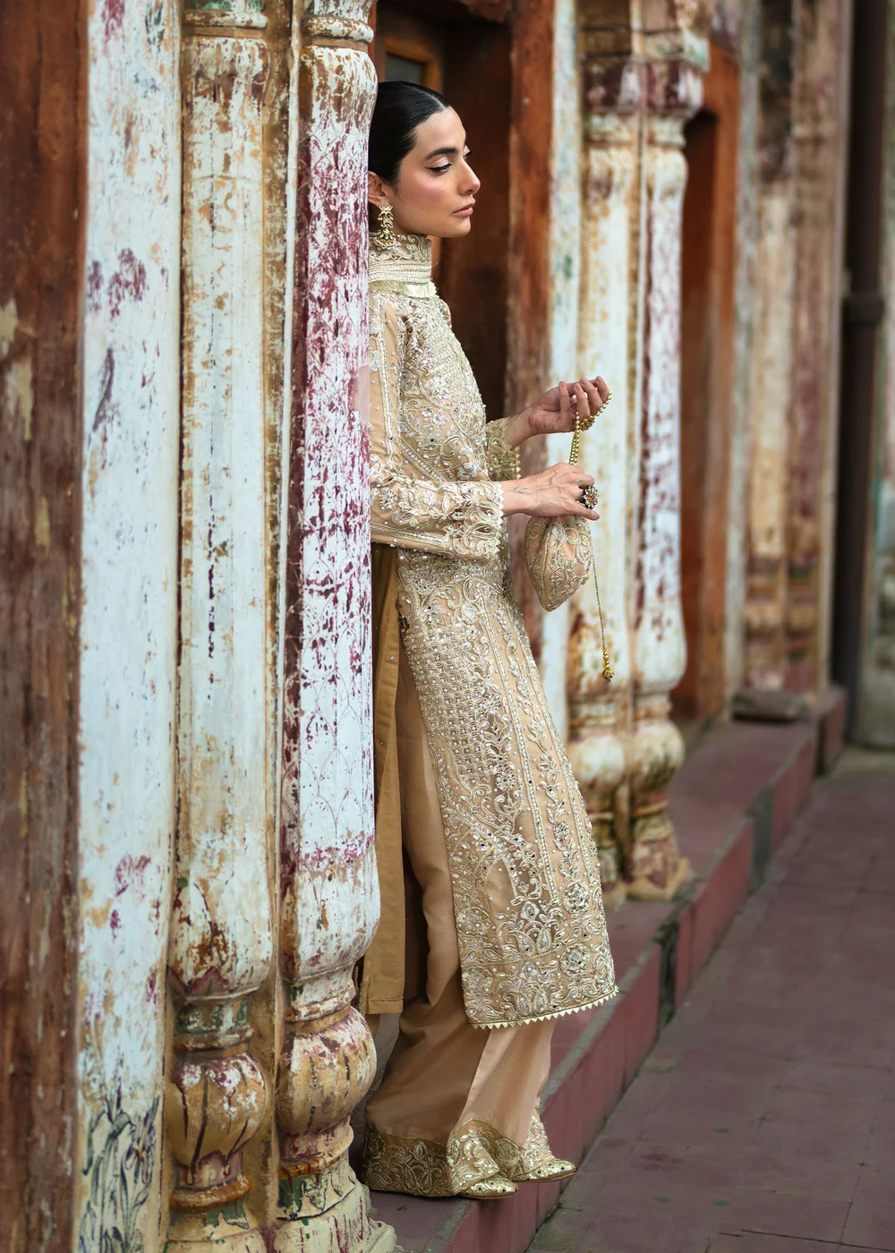 Beige Net Pakistani Wedding Suit for Women Ireland - Image 4