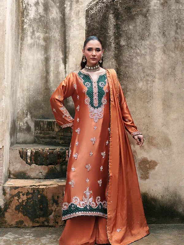 Pumpkin Orange Silk Suit Women Ireland Festive Wear
