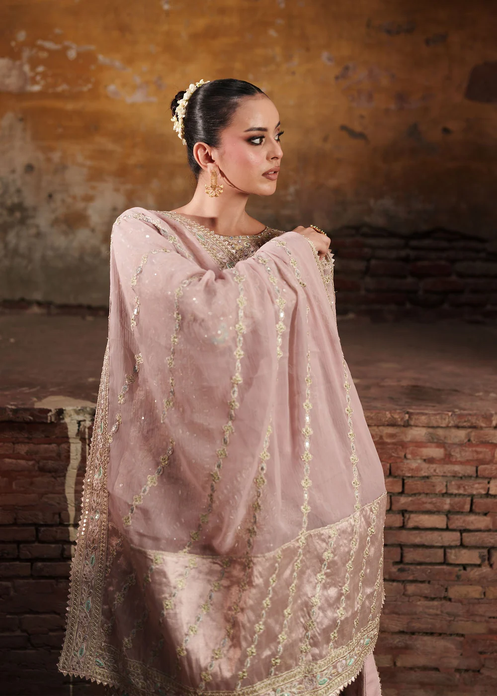 Blush Pink Gharara Party Wear Dress in Ireland - Image 6