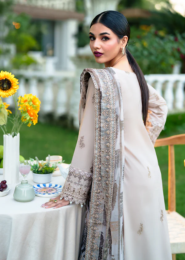 Beige Embroidered Lawn Suit for Women Ireland - Image 10