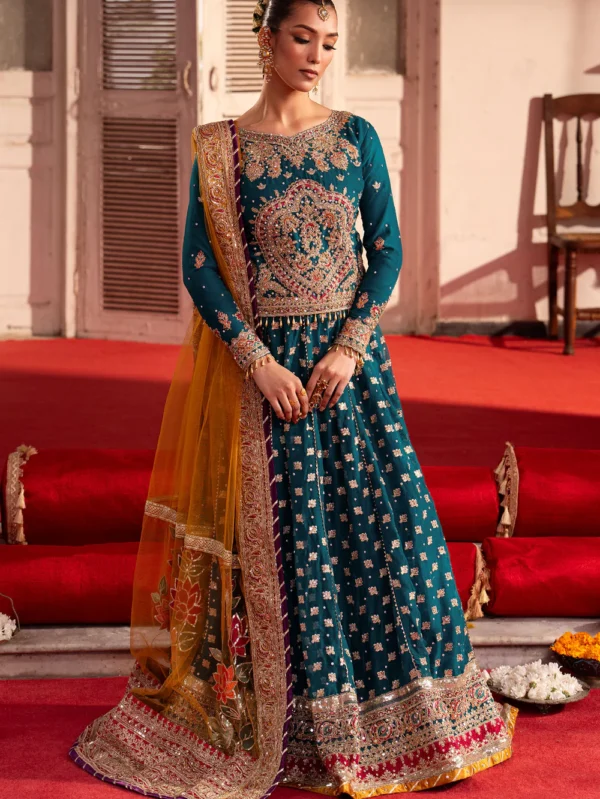 Teal Chiffon Lehenga Formal Dress for Women Ireland