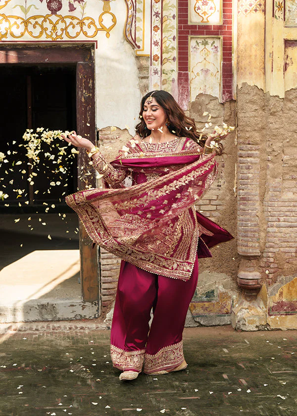 Magenta Embroidered Wedding Suit for Women Ireland - Image 2