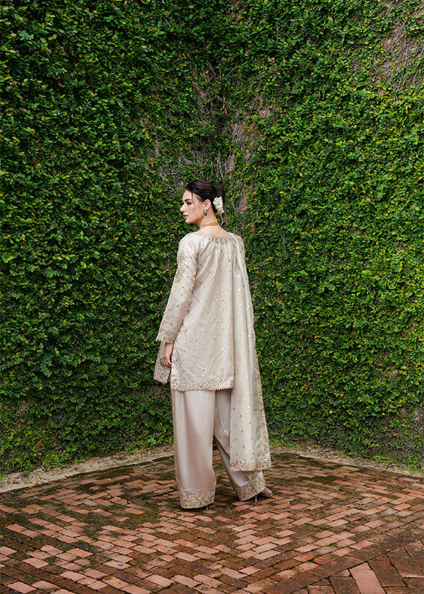 Ivory Gold Embroidered Party Wear Suit in Ireland - Image 7