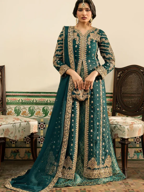 Teal Farshi Peshwas Lehenga Ireland Wedding Wear