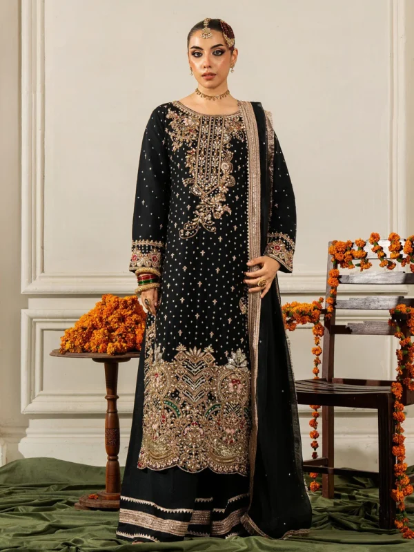 Black Chiffon Long Kurta Party Wear Suit Ireland