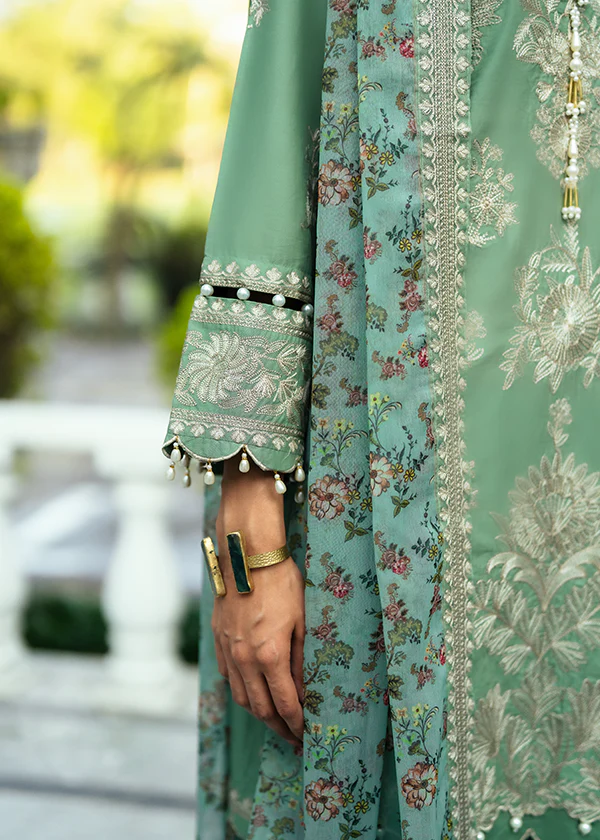 Pastel Green Embroidered Lawn Suit for Women Ireland - Image 7