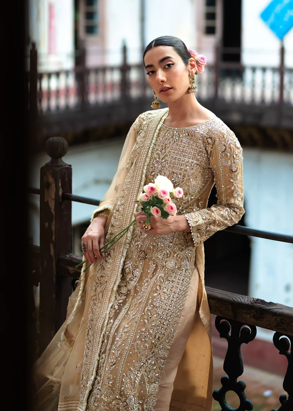 Beige Net Pakistani Wedding Suit for Women Ireland - Image 7