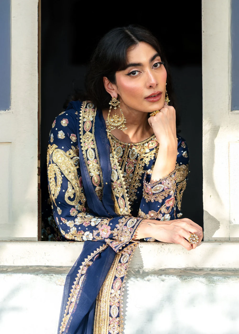 Royal Blue Chiffon Pakistani Wedding Suit Ireland - Image 8