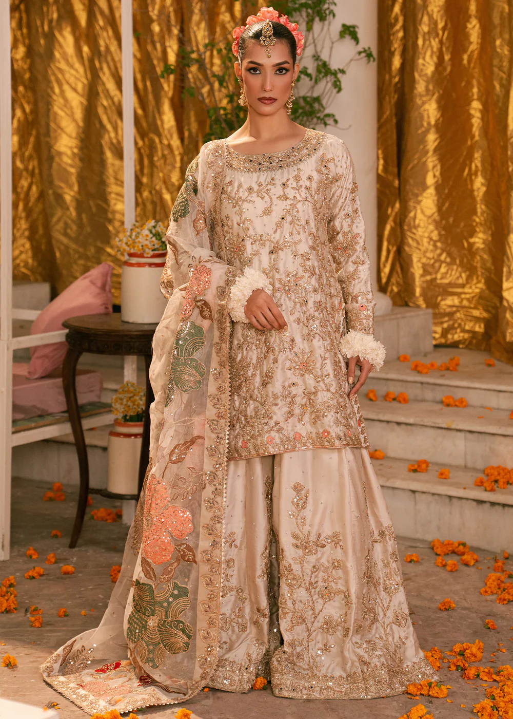 Ivory Sharara Party Wear Dress for Women in Ireland - Image 12