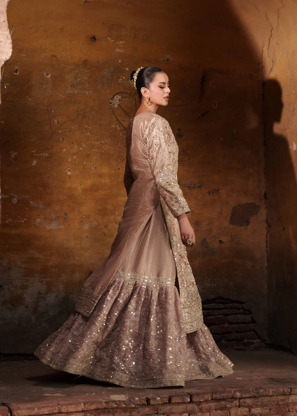 Blush Pink Gharara Party Wear Dress in Ireland - Image 5
