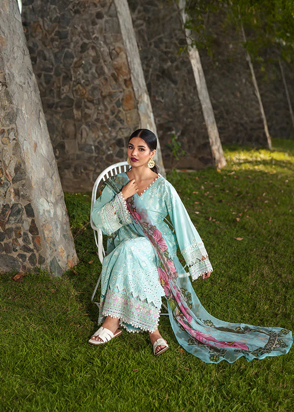 Light Blue Lawn Embroidered Suit in Ireland for Women - Image 4