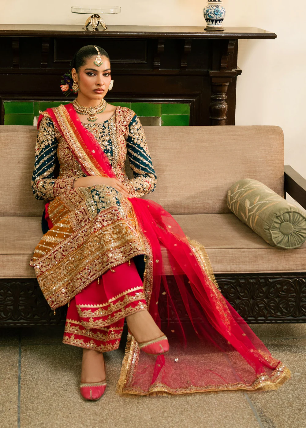 Multi Color Gharara Dress Wedding Wear Ireland Formal Suit - Image 4