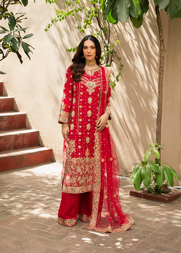 Red Chiffon Embroidered Wedding Suit Ireland Women - Image 10