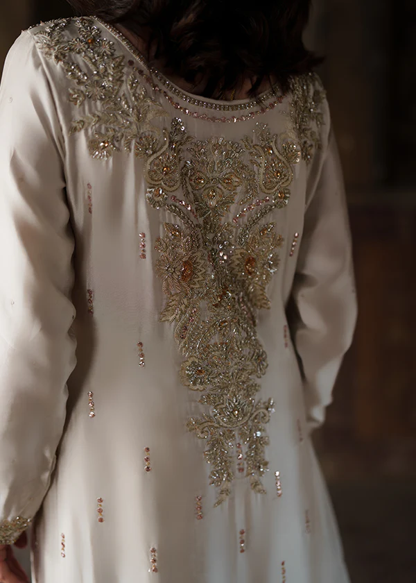 Off White Chiffon Party Wear Suit for Women Ireland - Image 10