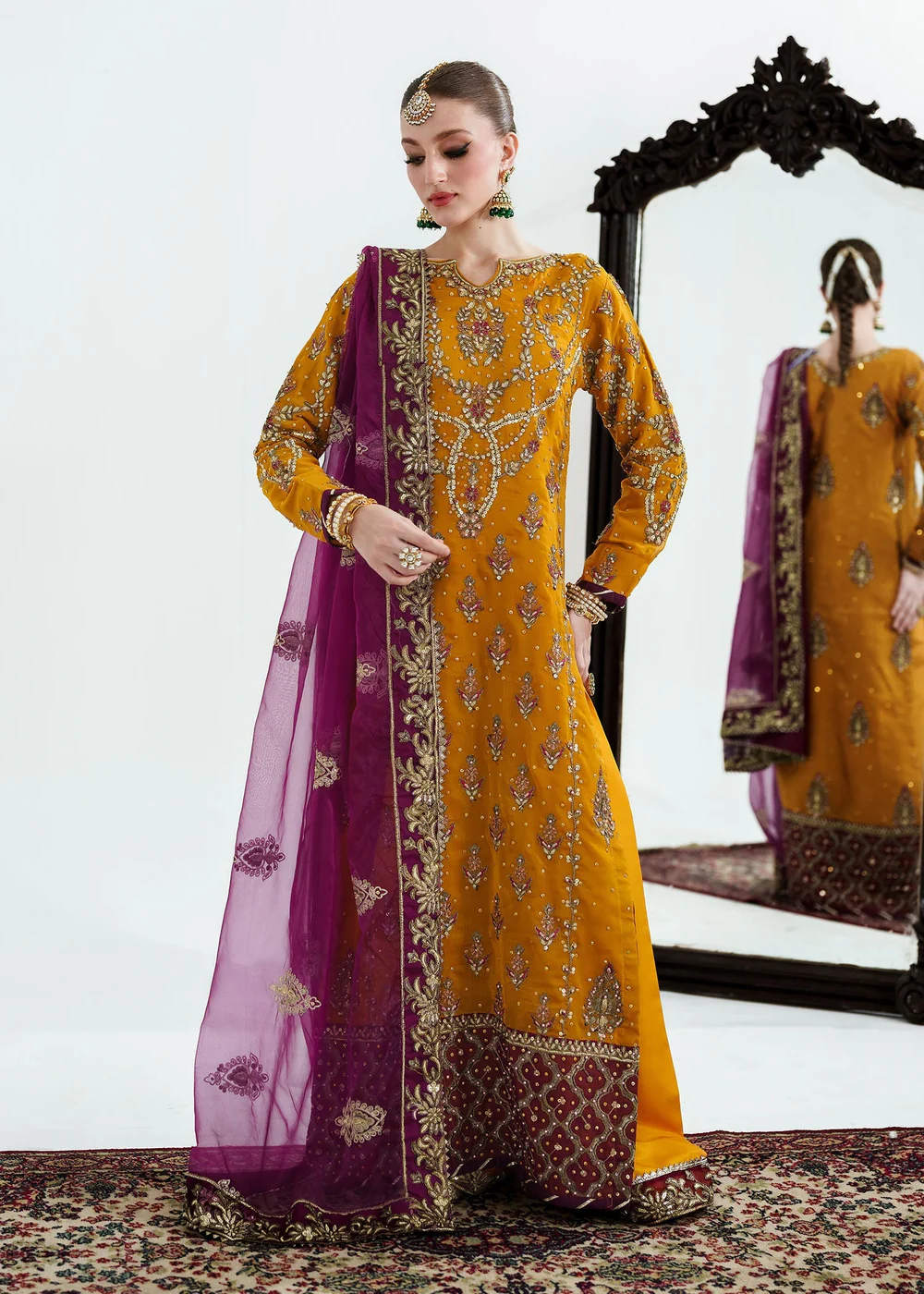 Mustard Mehndi Wedding Dress for Women in Ireland UK - Image 13