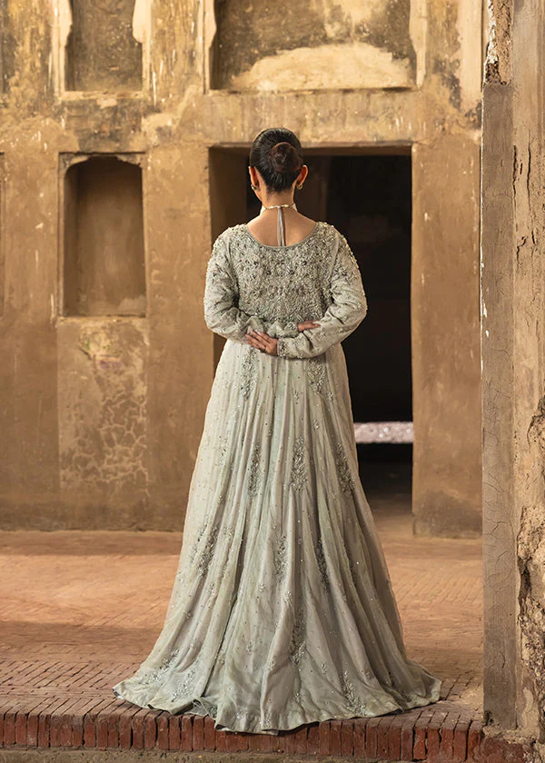 Grey Silk Maxi Party Wear Dress for Women Ireland - Image 5