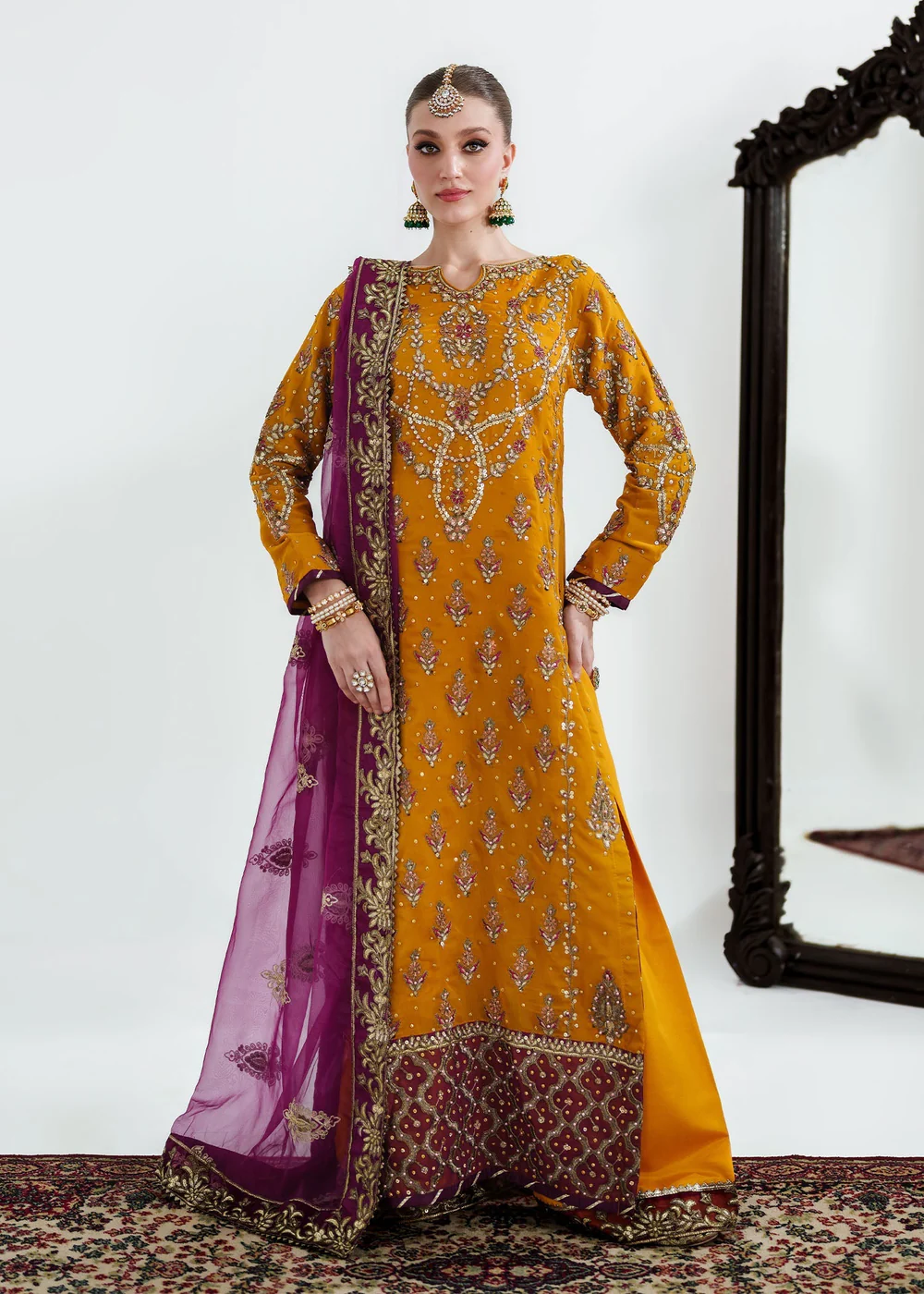 Mustard Mehndi Wedding Dress for Women in Ireland UK - Image 2