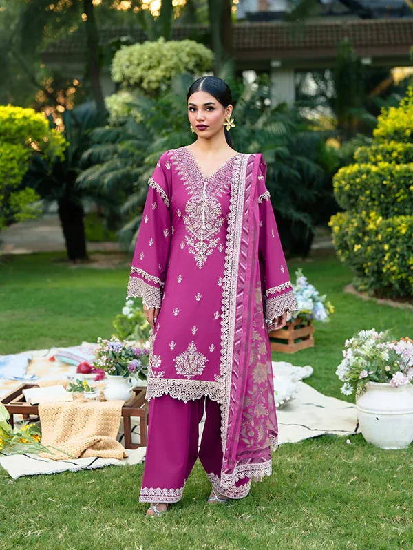 Magenta Embroidered Lawn Suit for Women Ireland
