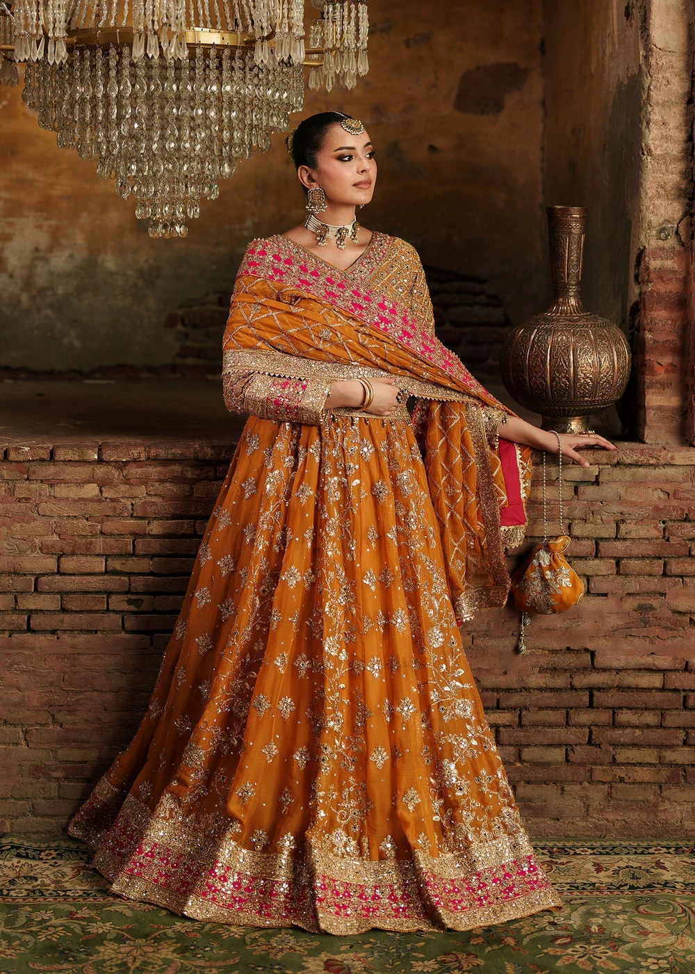 Yellow Chiffon Lehenga Party Dress Ireland Women - Image 2