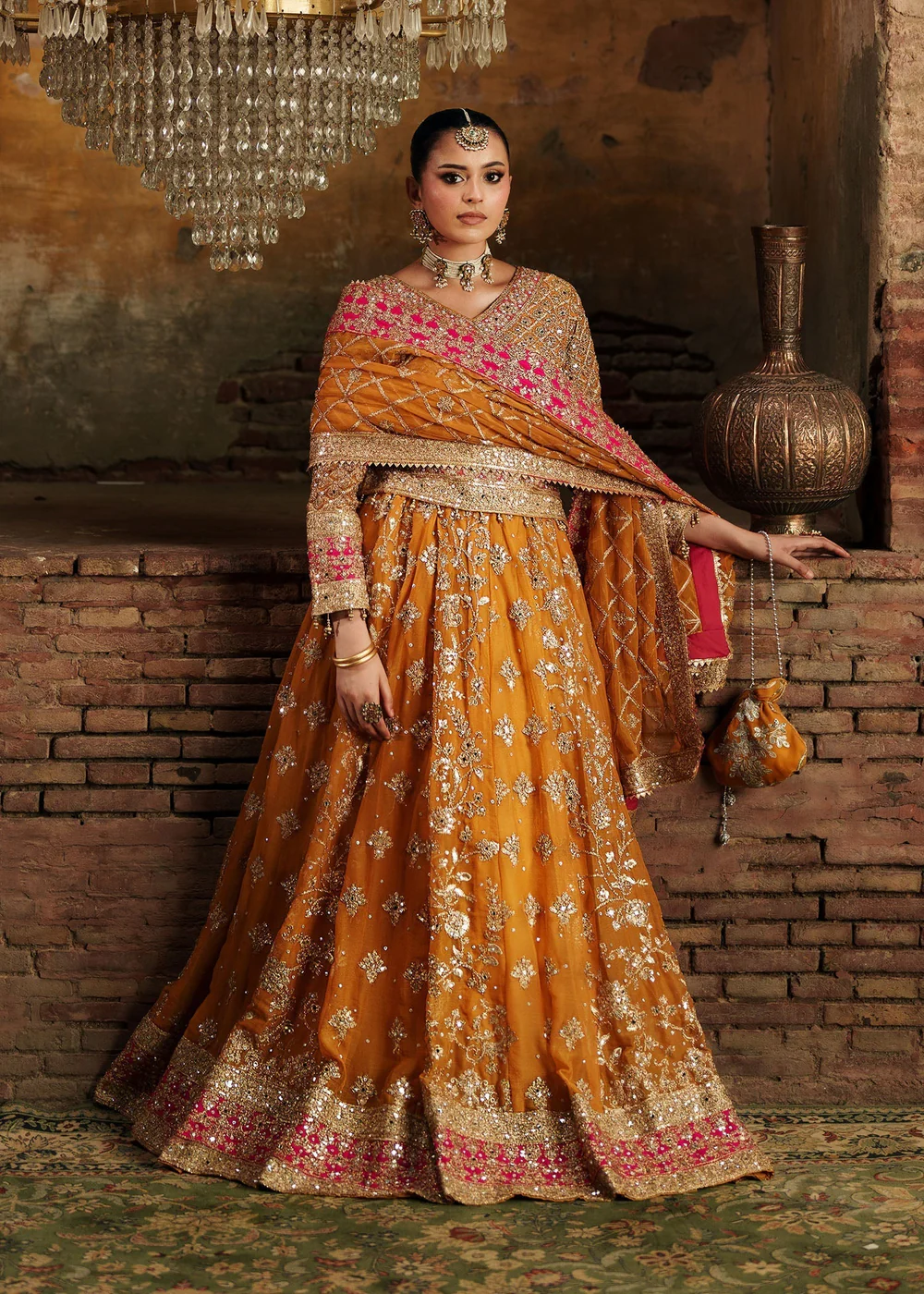 Yellow Chiffon Lehenga Party Dress Ireland Women - Image 4