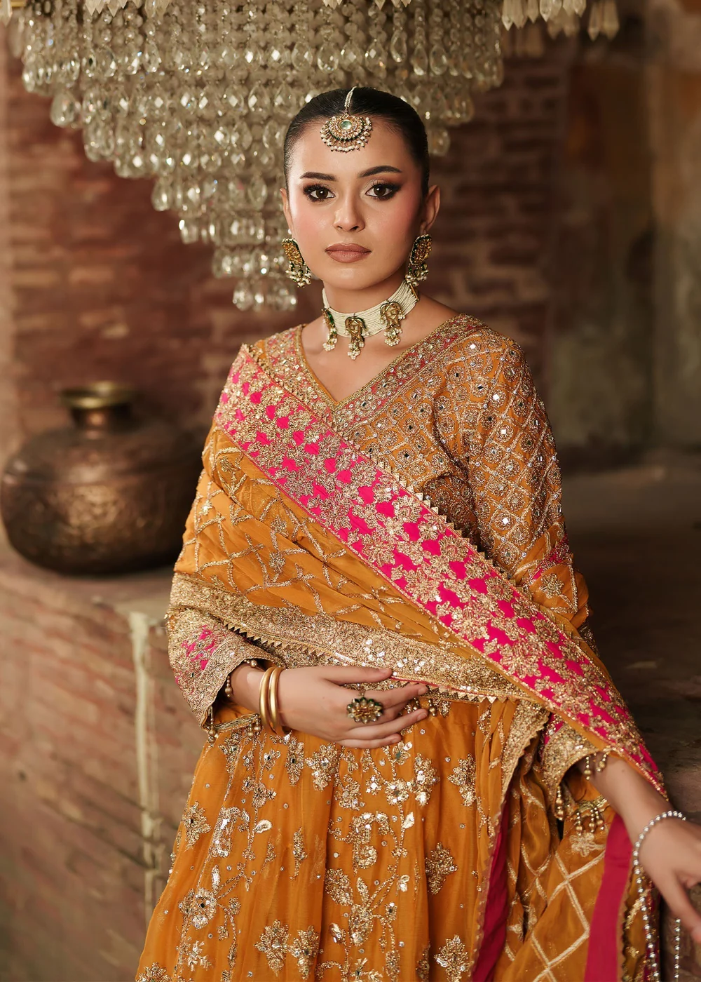 Yellow Chiffon Lehenga Party Dress Ireland Women - Image 3