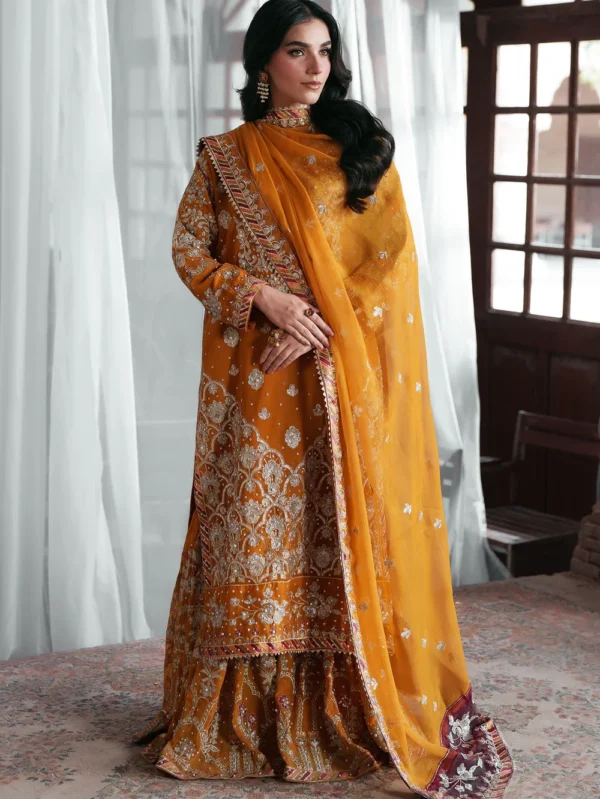 Mustard Chiffon Gharara Dress for Ireland Women